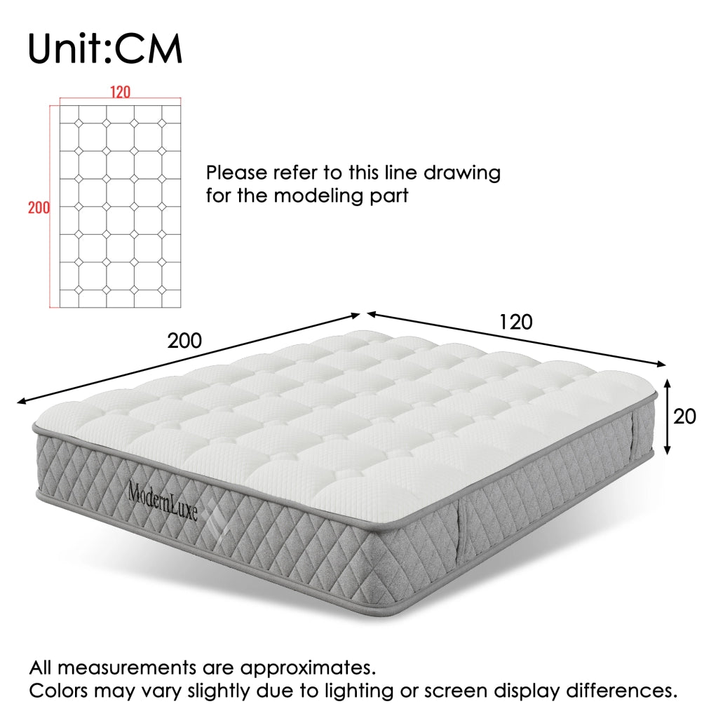 Materasso Singolo 120x200 Molle insacchettate 7 Zone differenziate - Altezza 20 cm