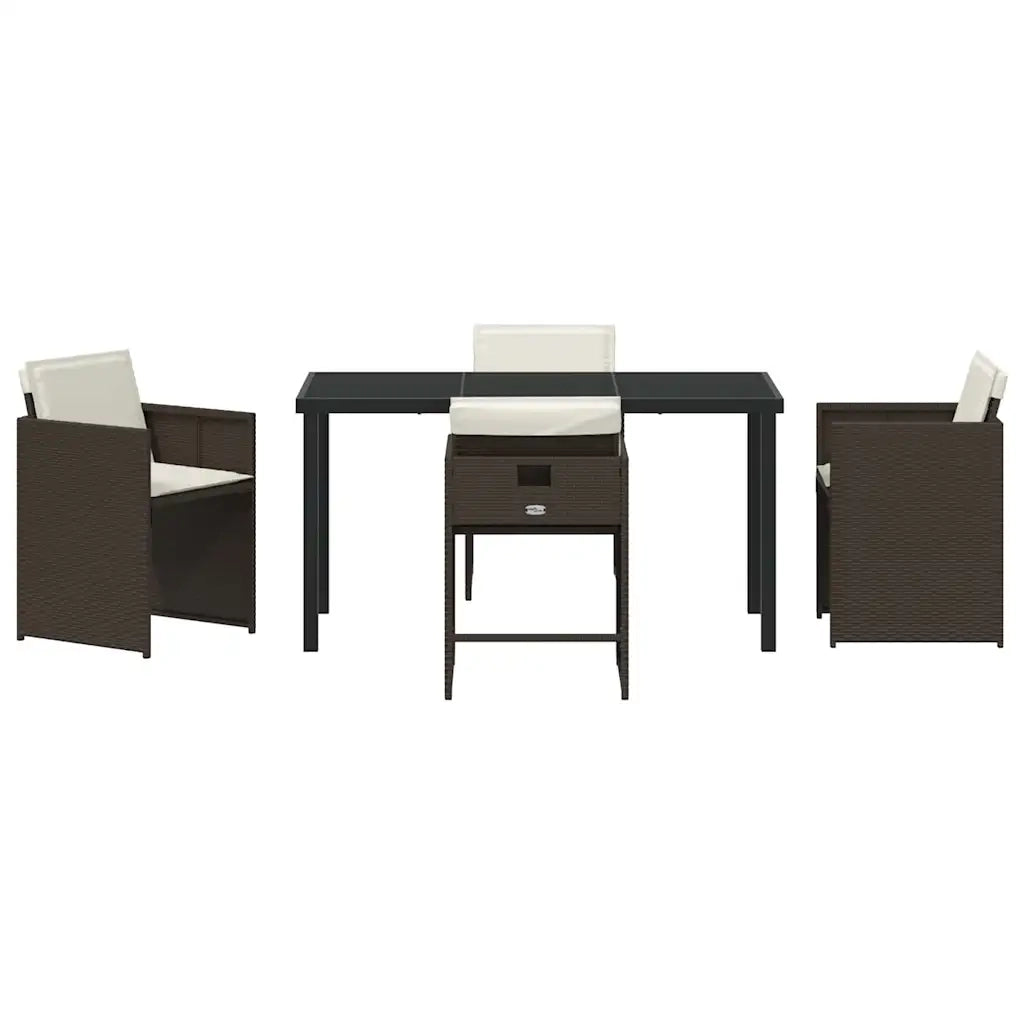 Set da Pranzo per Giardino 5 pcs Marrone polyrattan 3380698