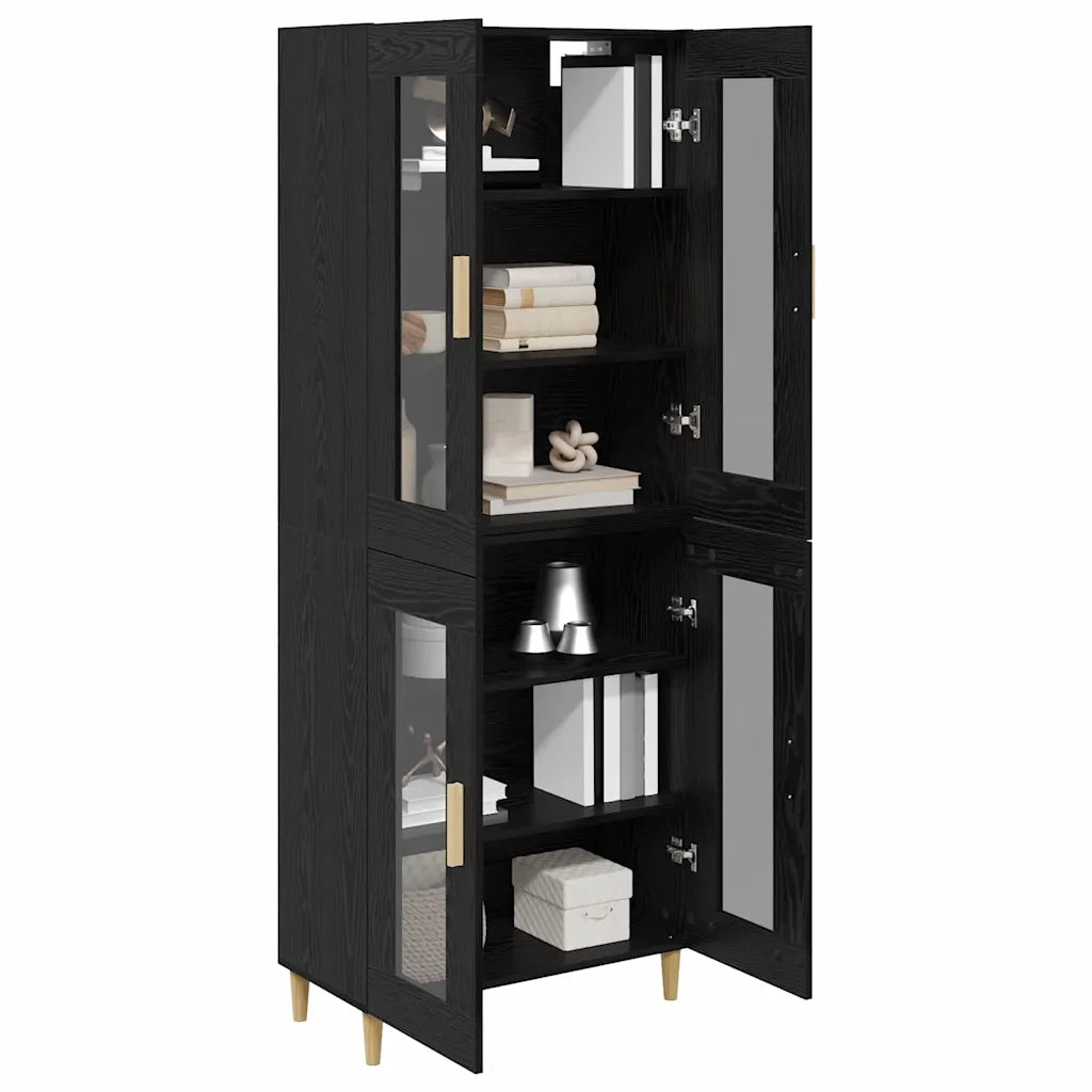 Credenza-Buffet-Armadio da cucina Rovere Nero 69,5 x 34 x 180 cm Legno multistrato 619493