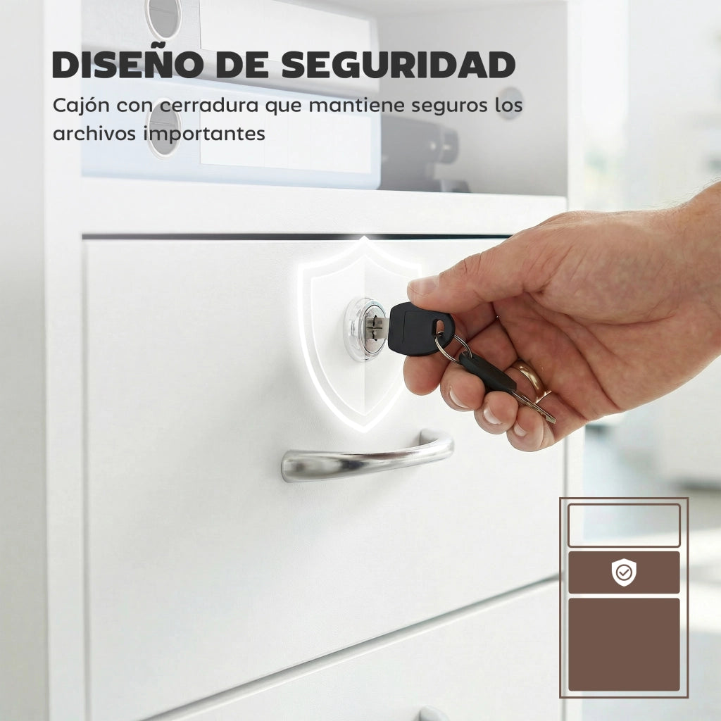 Cassettiera per Ufficio con Ante e Cassetti ¨C Minimal ¨C Bianco 40x35x60 cm