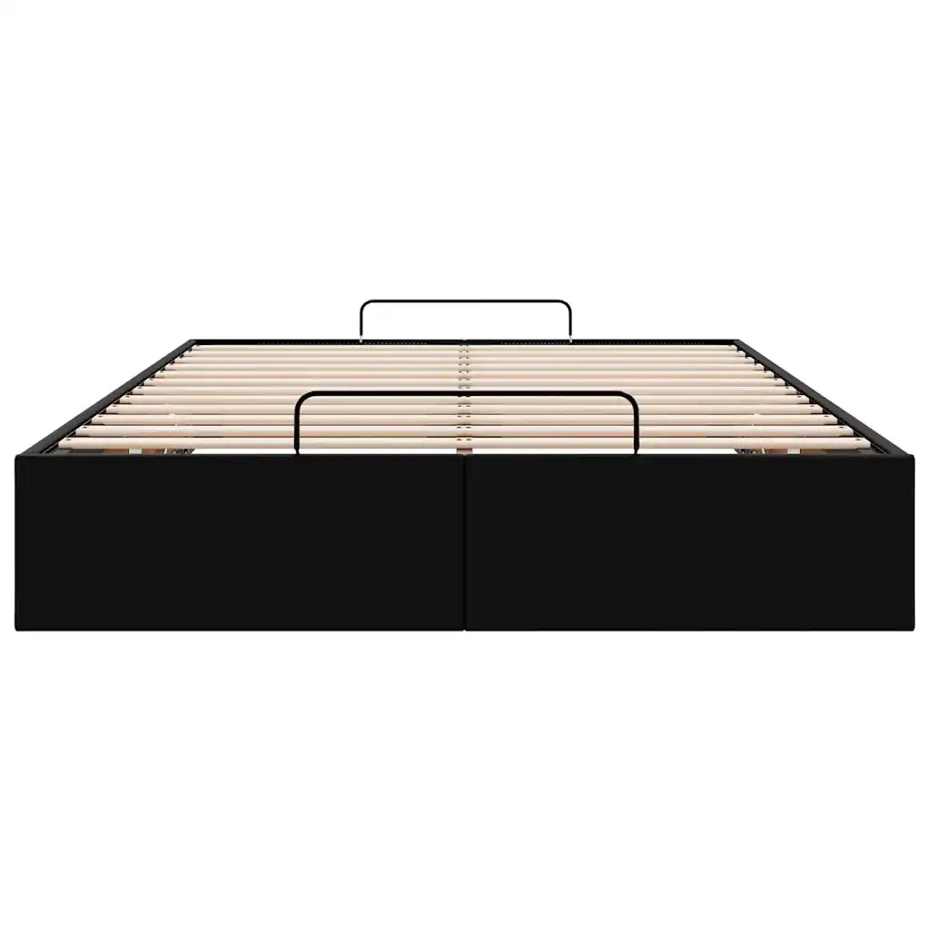 Struttura Letto Pouf senza Materasso Nero 120x200 cm Similpelle 3310794