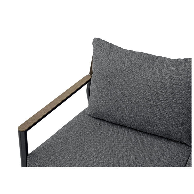 Salotto Cadice Alluminio Antracite Bracciolo Effetto Legno Moia