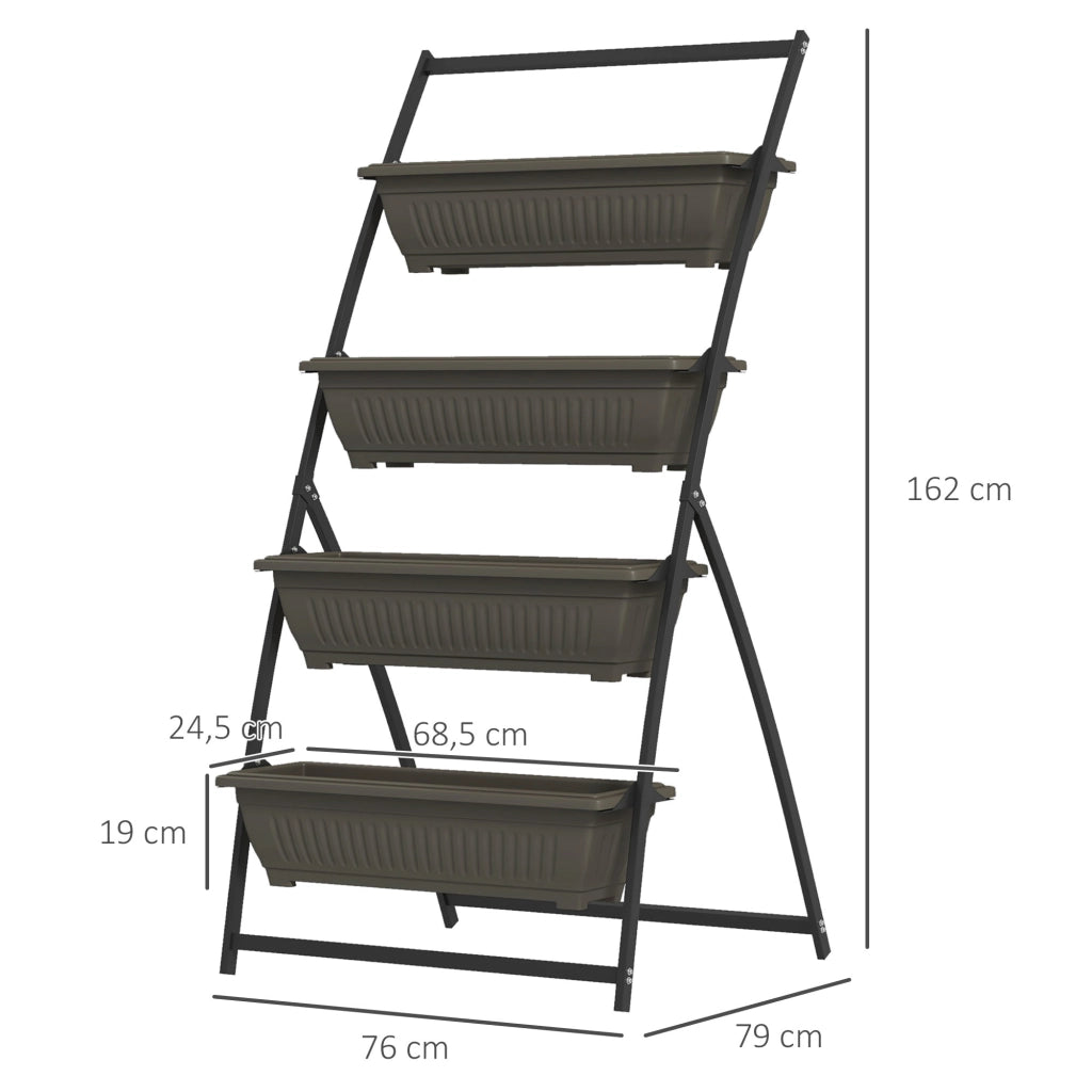 Scaffale per Piante 4 Livelli ¨C Xylo ¨C Metallo Marrone 76x79x162cm