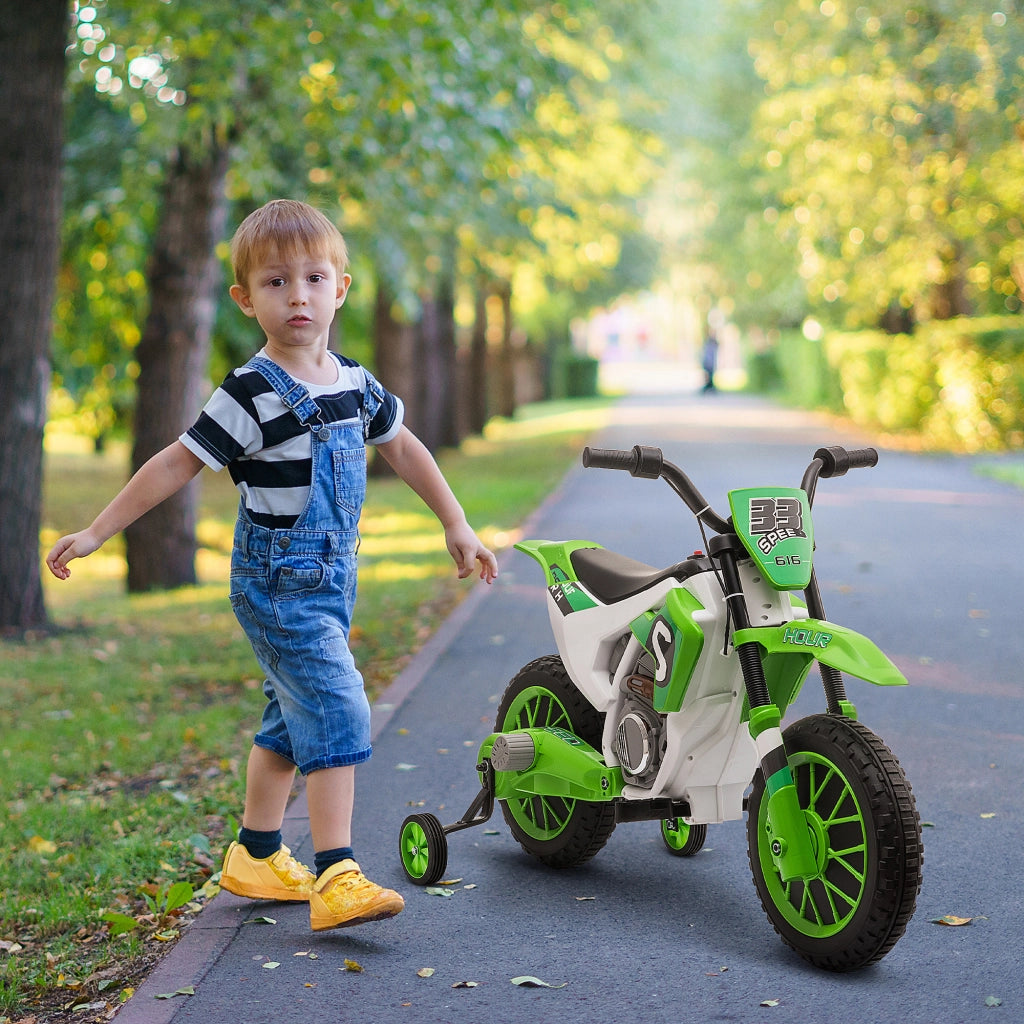 Moto Cross Bambini Elettrica Verde con Rotelle ¨C zephmum ¨C PP e Metallo 106.5x51.5x68 cm