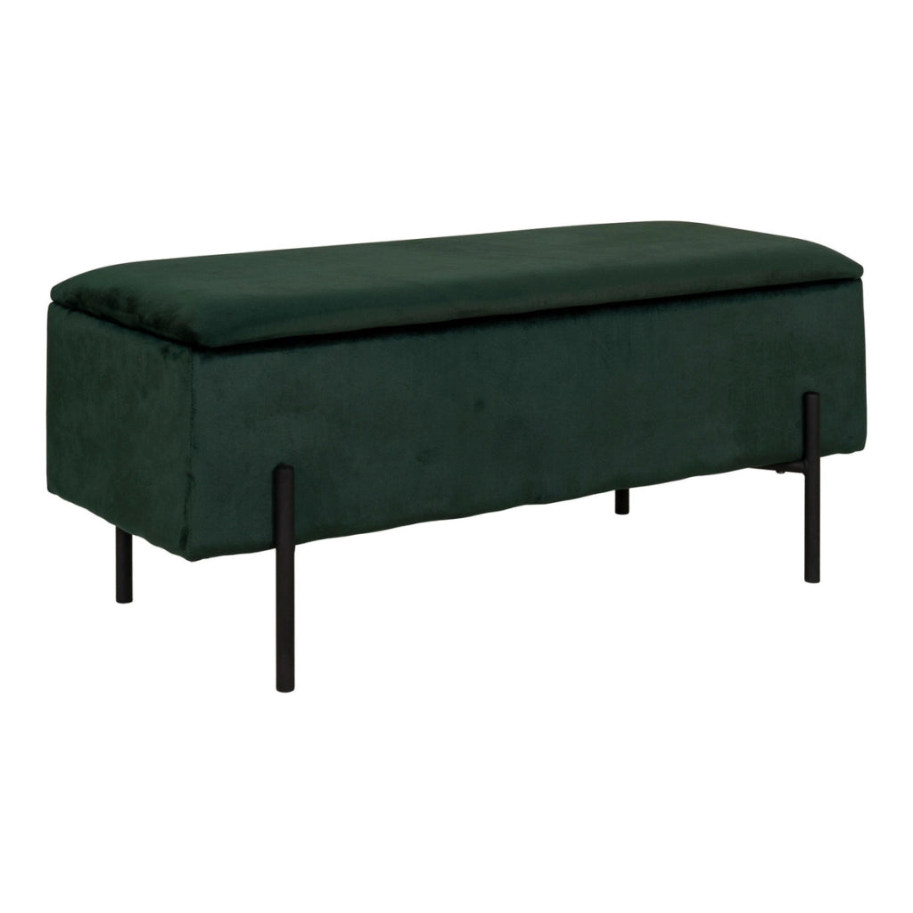 Panca con Portaoggetti Watford, Verde, Poliestere, 36,5x95x43 cm