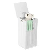 Cesto portabiancheria rettangolare 30 x 30 x 61 cm con coperchio e manici design moderno MDF bianco 20_0019275