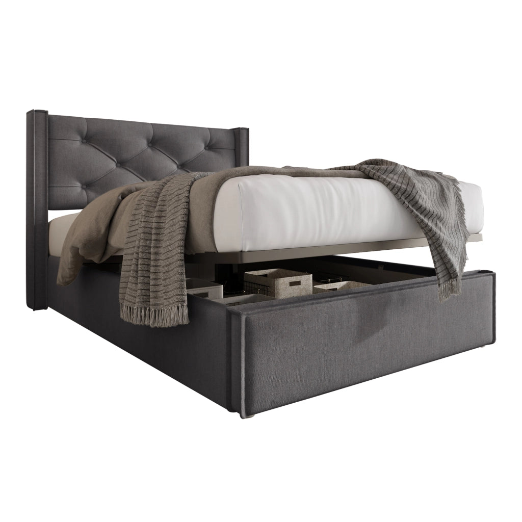 letto imbottito cotone grigio 90 x 200 cm