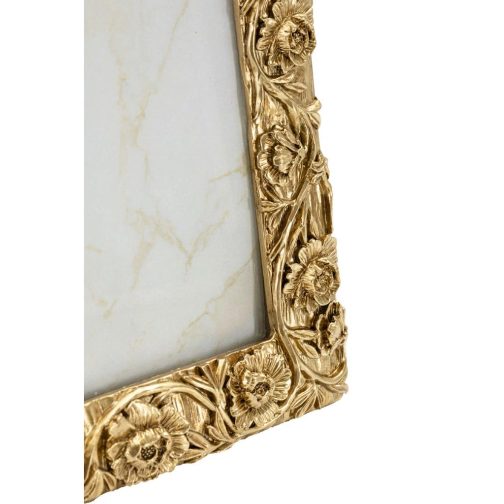 Cornice portafoto Poppy oro con decoro a papaveri 20x25 cm