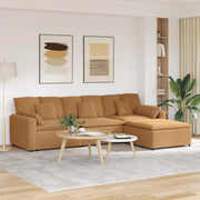 Divano Modulare con Poggiapiedi e Cuscini Beige 3321086
