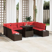 Set Divano da Giardino con cuscino 10 pcs Marrone e rosso 3349250