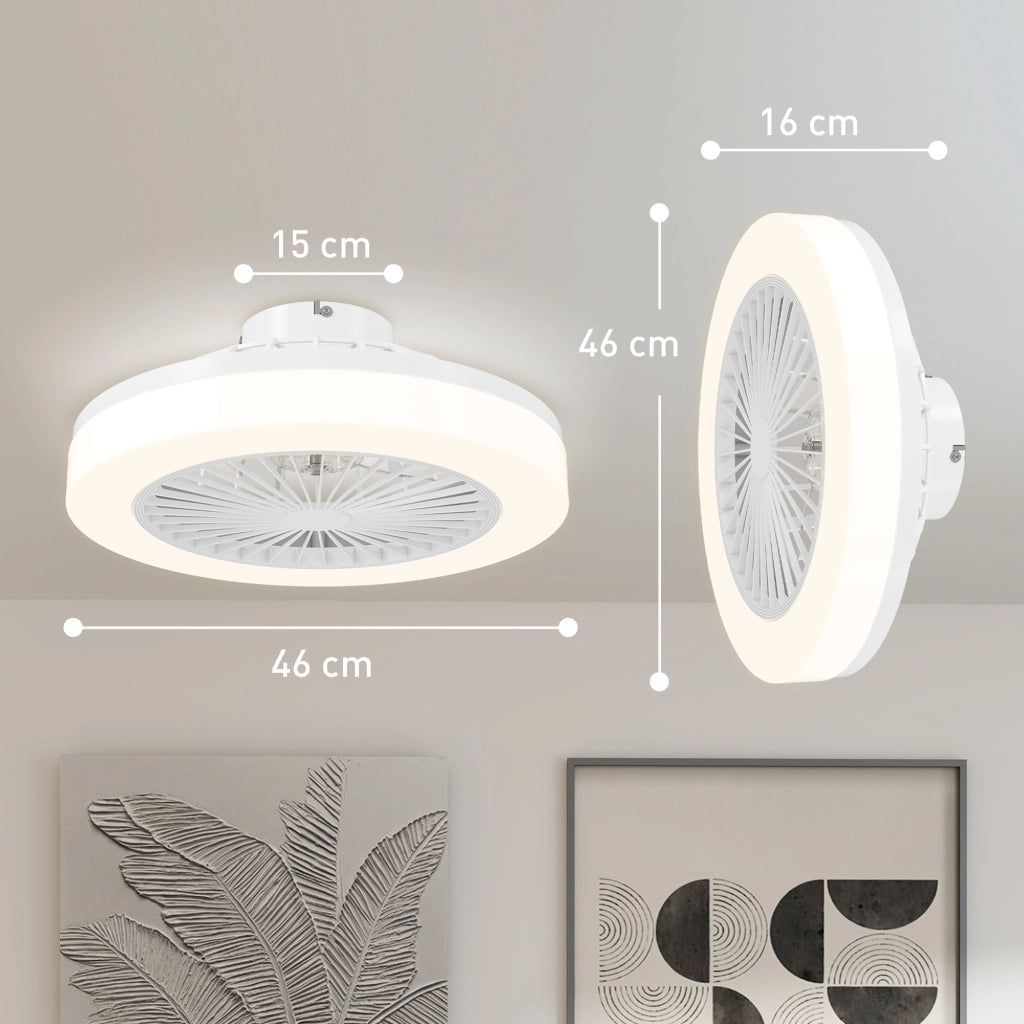 Ventilatore da Soffitto con Luce LED ¨C zephmum ¨C 6 Velocit¨¤, Telecomando, Bianco