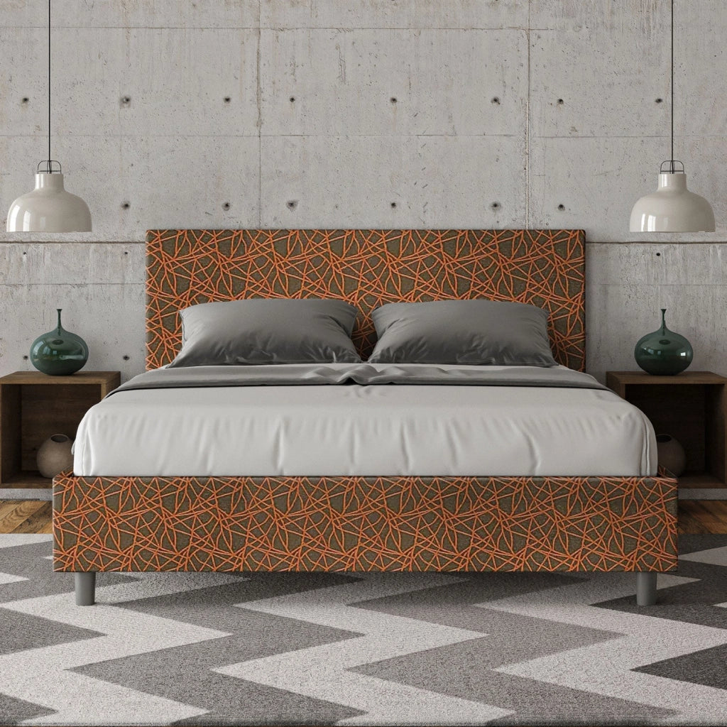 Letto Matrimoniale 160x210 cm con Rete Adele Era 04 Arancione