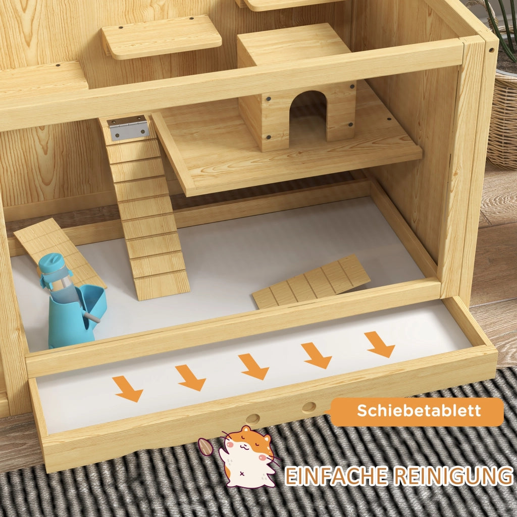 Gabbia per Piccoli Animali Roditori ¨C zephmum ¨C 100x50x50 cm Legno Naturale