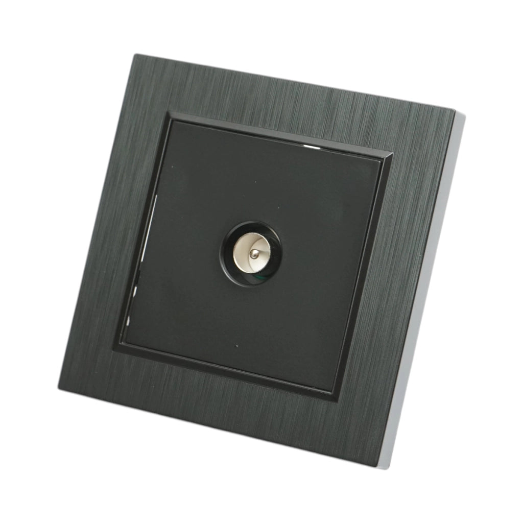 Presa TV da incasso nera ABS 80x80mm