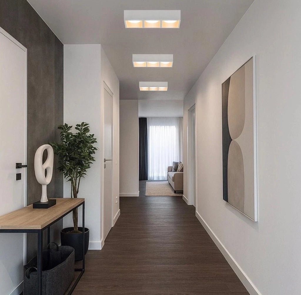 Applique in Gesso Rettangolare Verniciabile GX53 3 Luci – Plafoniera Soffitto 310x110 mm con Lampadine Incluse CCT