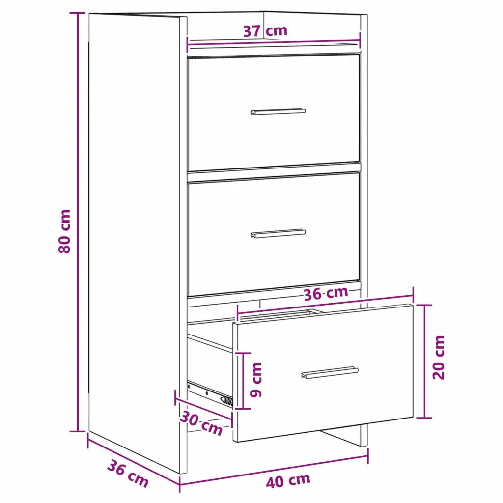 Credenza Sonoma grigio 40 x 36 x 80 cm Legno ingegnerizzato 8011064