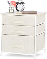 Comodino 3 materiali lato metallo legno cassettiera HxBxD 53x48x40 cm beige Cassettiera