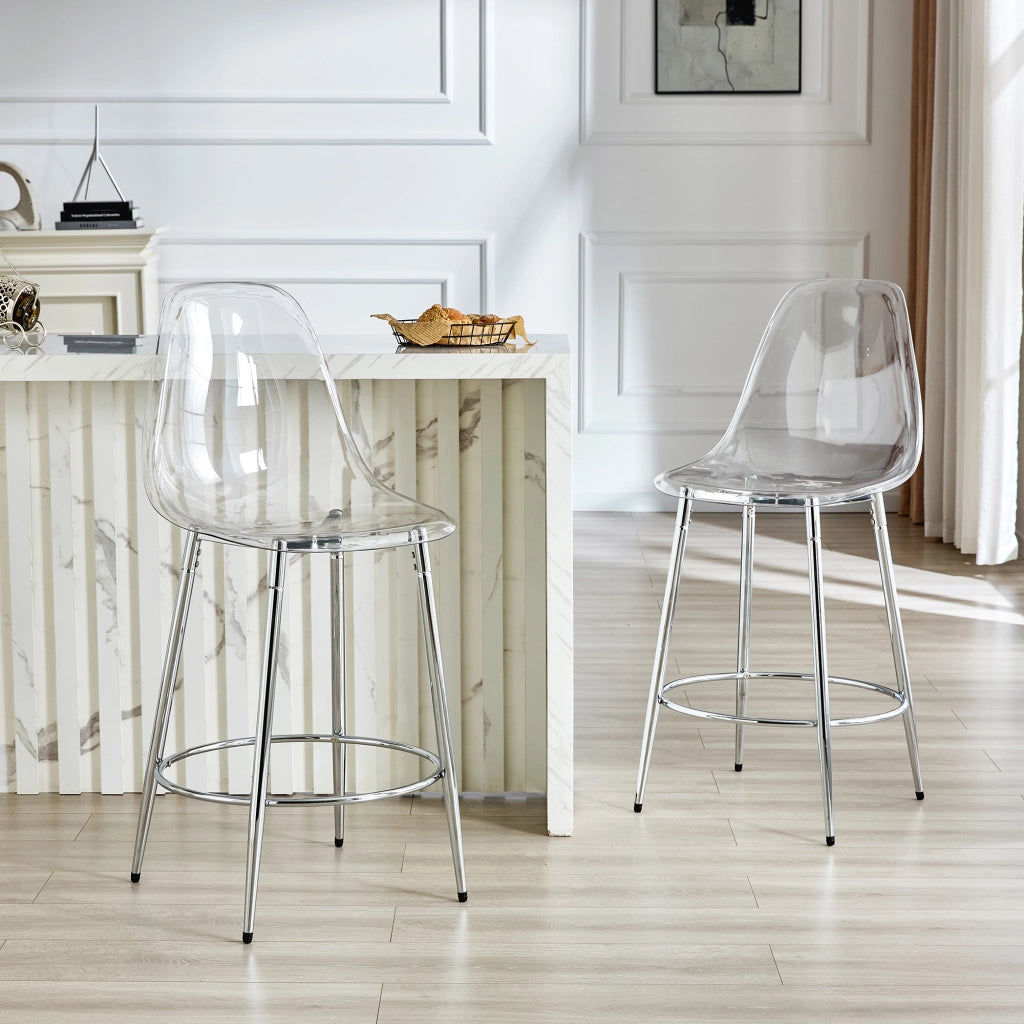 SGABELLO ALTO Set da 2 pezzi, 66 cm, trasparente, metallo e plastica