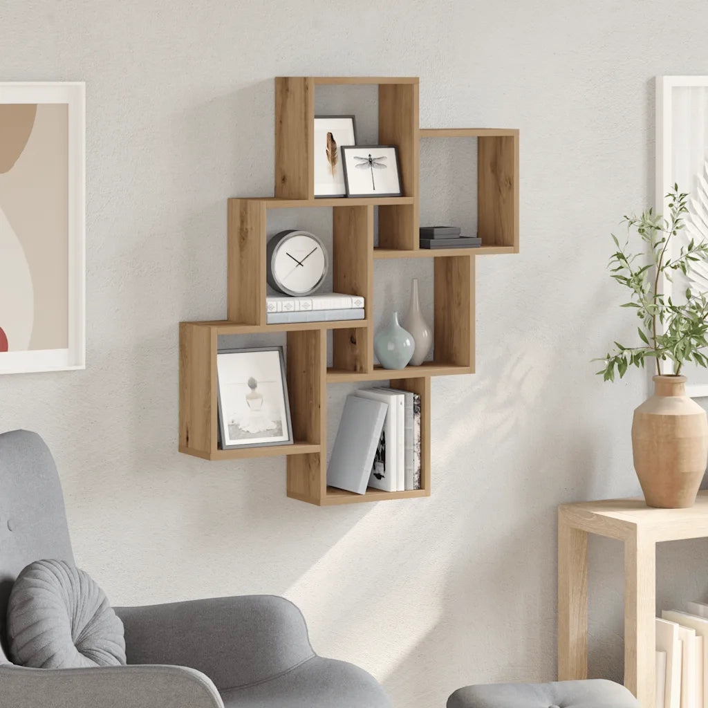 Mensola a Muro | Mensola a parete a Cubo Artigianale 78x15x93 cm Legno Multistrato