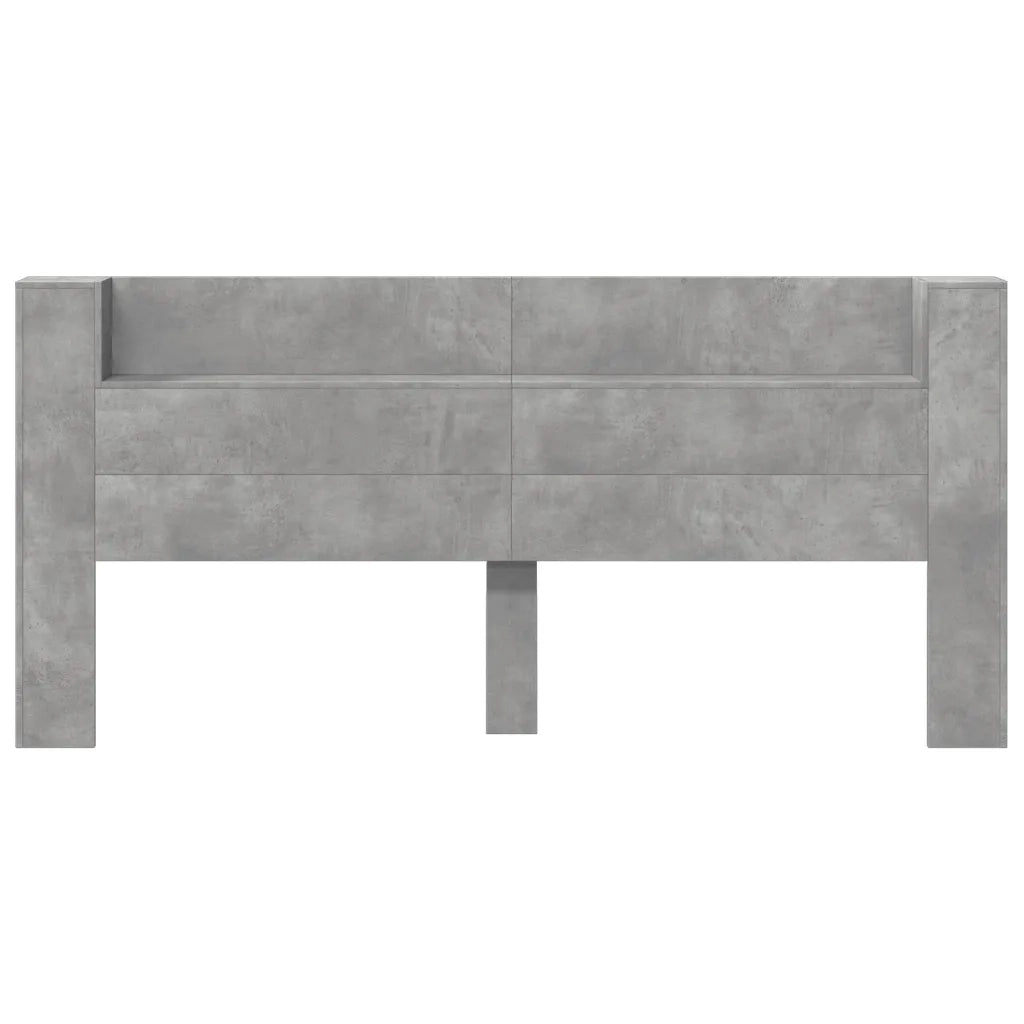 Testiera | Testata con Contenitore a LED Grigio Cemento 220x16,5x103,5 cm