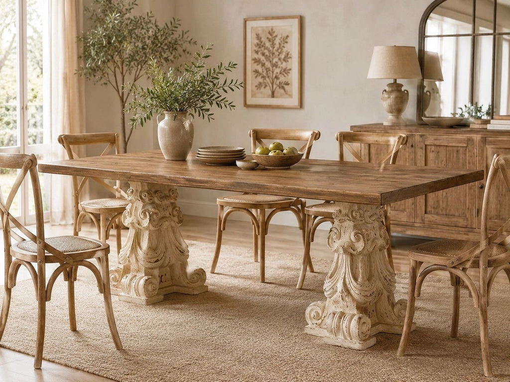 Tavolino da caffè in legno e magnesio marrone e bianco 180x95x78h cm