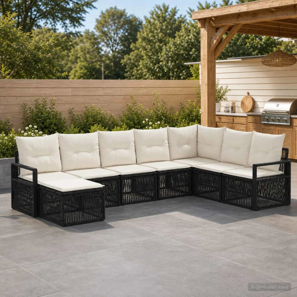 Set Divano da Giardino 8 pz Nero polyrattan 3435802