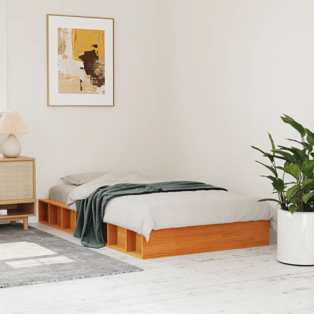 Letto senza Materasso-Struttura Letto Marrone Cera 90x190 cm in Legno di Pino 677848