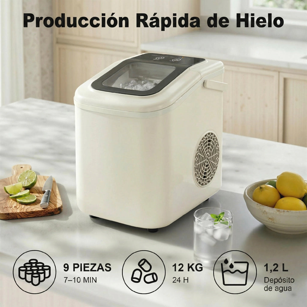 Macchina del Ghiaccio Autopulente 12 kg/24h ¨C Minimal ¨C Beige