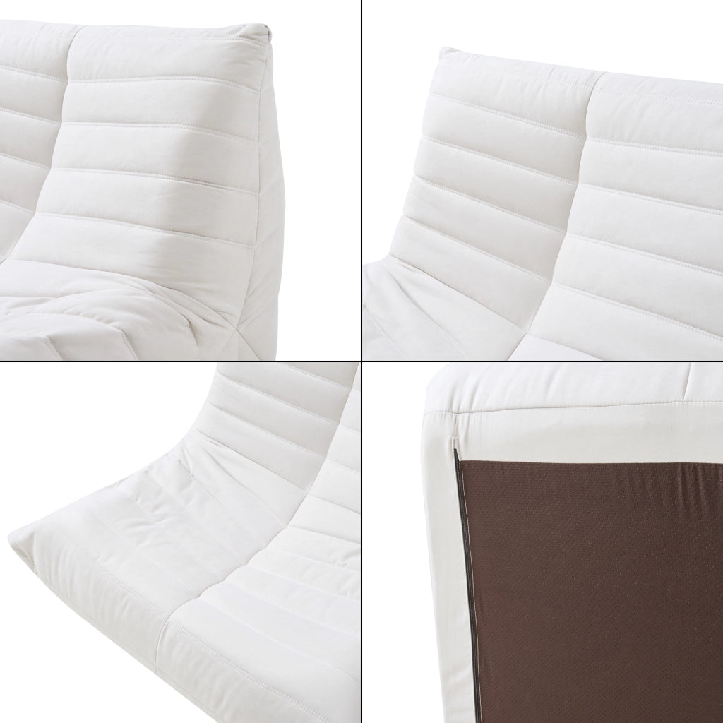 Poltrona Bassa Imbottita Kodsø con Rivestimento in Microfibra 75x90x100 cm - Beige [en.casa]