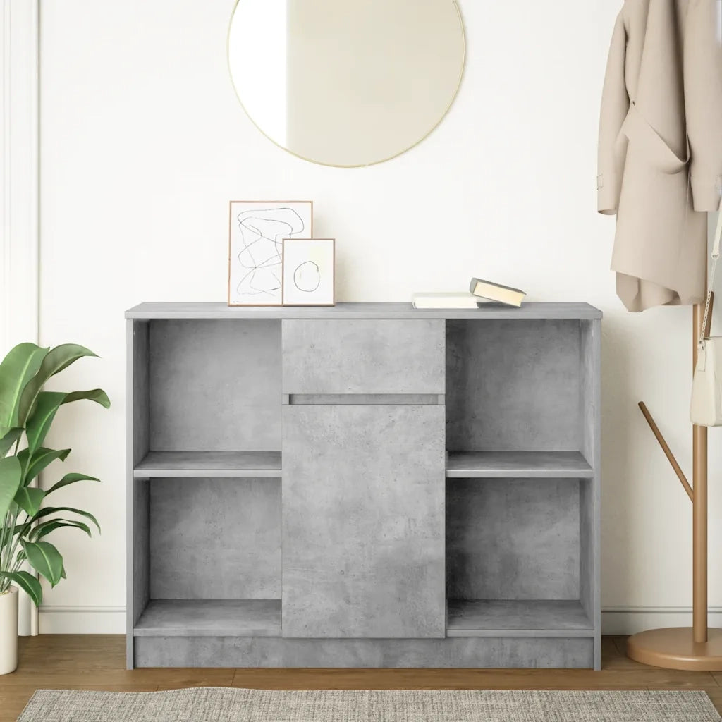 Credenza con Cassetto-Buffet-Armadio da cucina Grigio Cemento 101x35x76 cm in Truciolato
