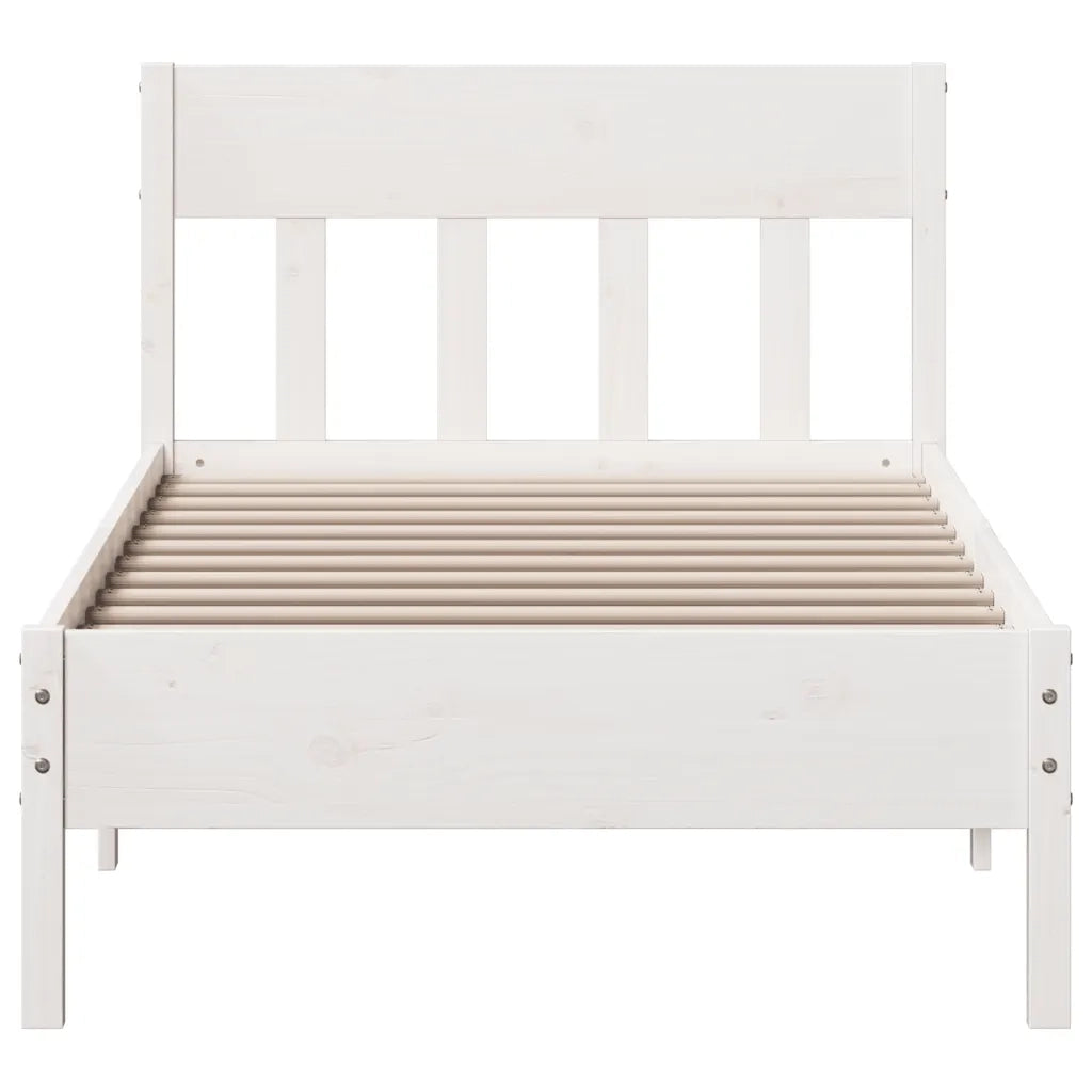 Letto senza Materasso Bianco 90x200 cm Legno Massello di Pino 842659