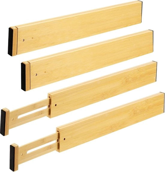 Sostegni di carico in bambù regolabili - Sistema di stoccaggio perfetto - 4 pezzi - Legno - 43-56 cm