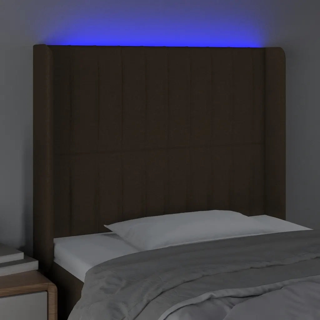 Testiera a LED Marrone Scuro 103x16x118/128 cm in Tessuto 3124279