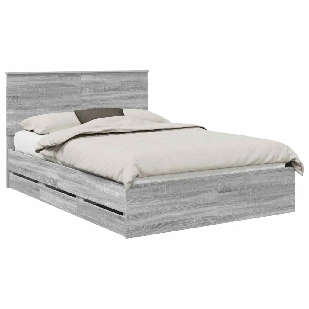Struttura del letto con cassetto Grigio Sonoma 140 x 200 cm