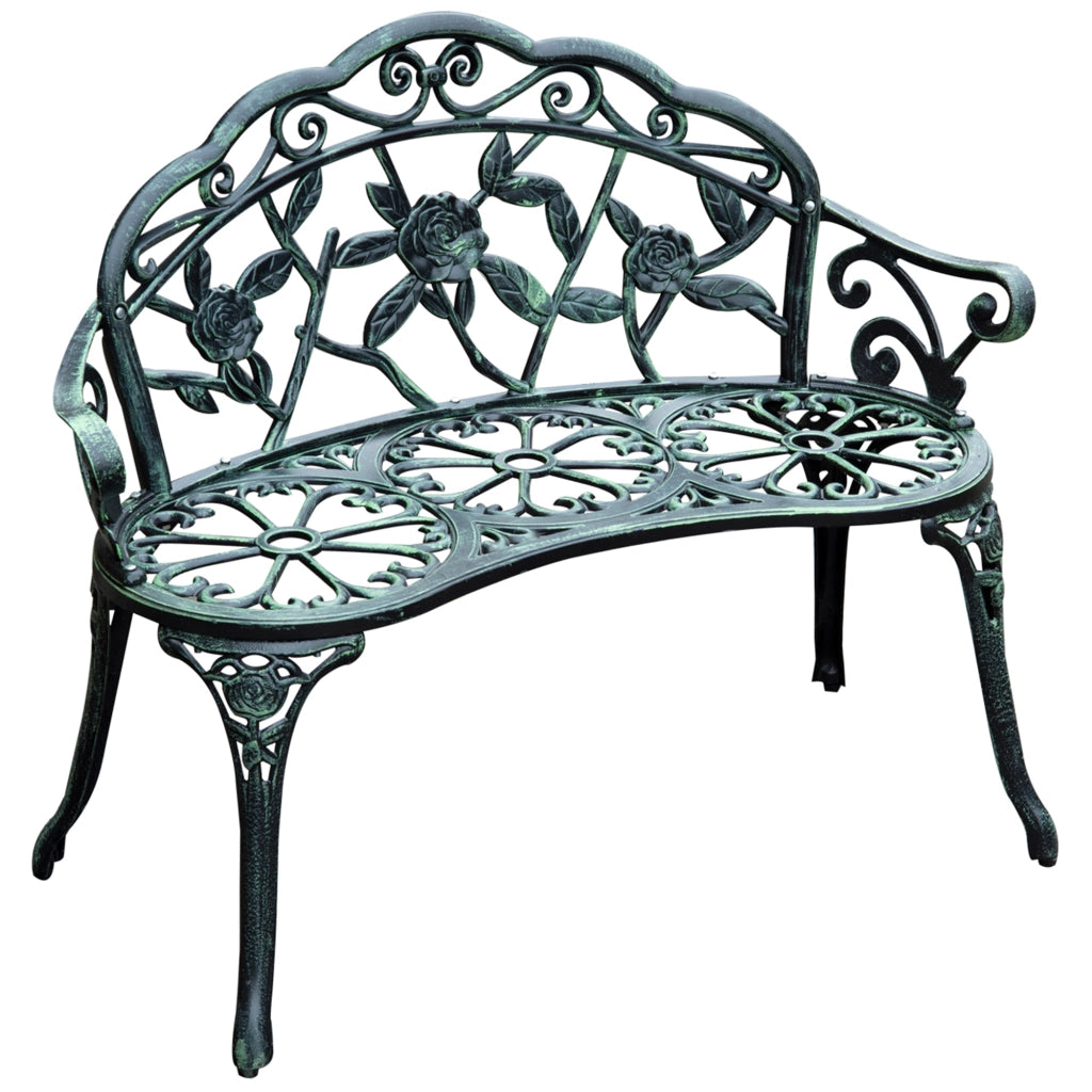 Panchina da giardino, panchina da parco, panchina con seduta, mobili da giardino, 2 posti, metallo, 100 x 54 x 78 cm