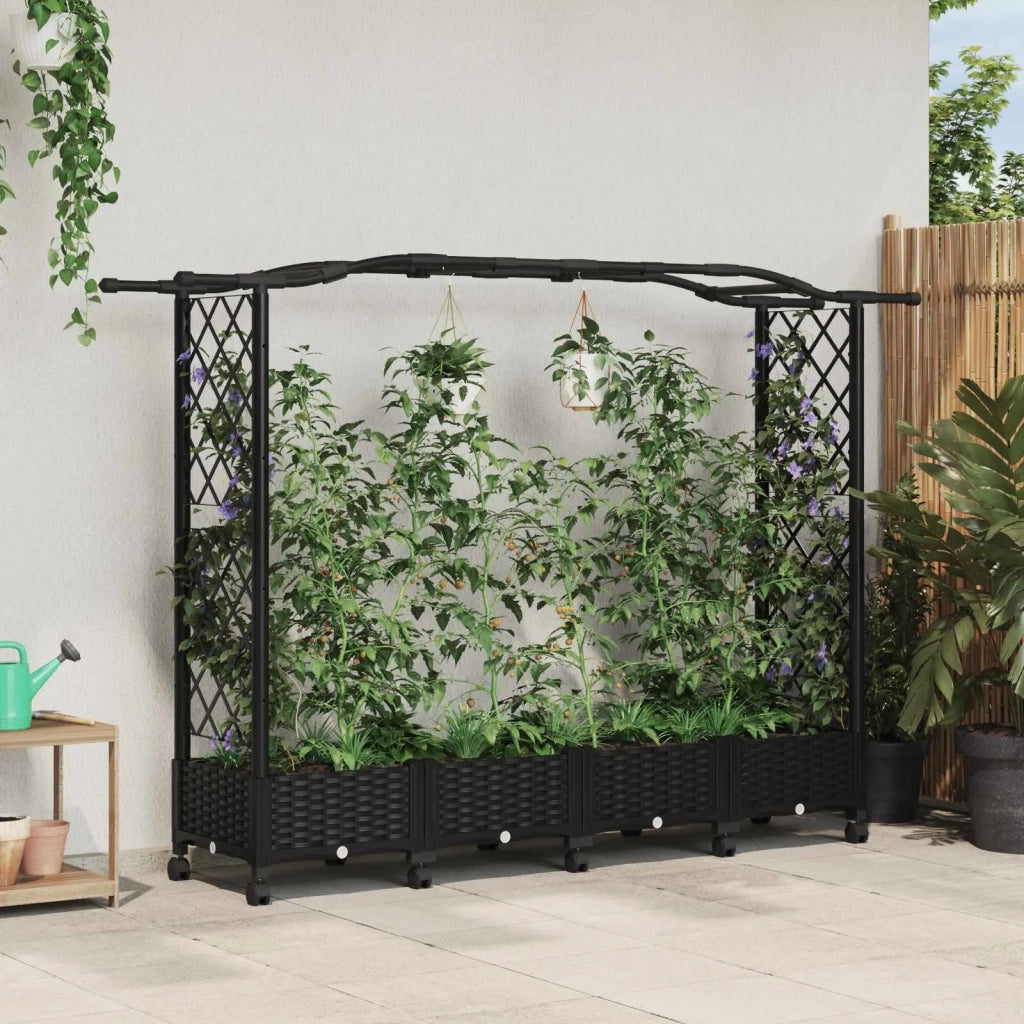 Letto Rialzato con Griglia e Tetto Nero 207 x 40 x 129 cm PP 3423149