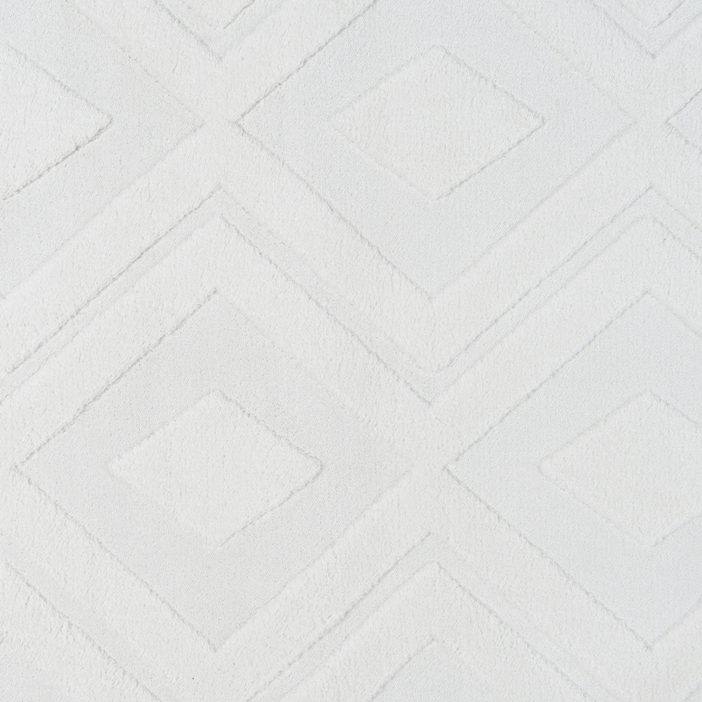 Tappeto da Soggiorno Bianco Sporco Jacquard 80 x 230 cm a Pelo Corto Rettangolare in Poliestere con Retro Antiscivolo Stile Moderno