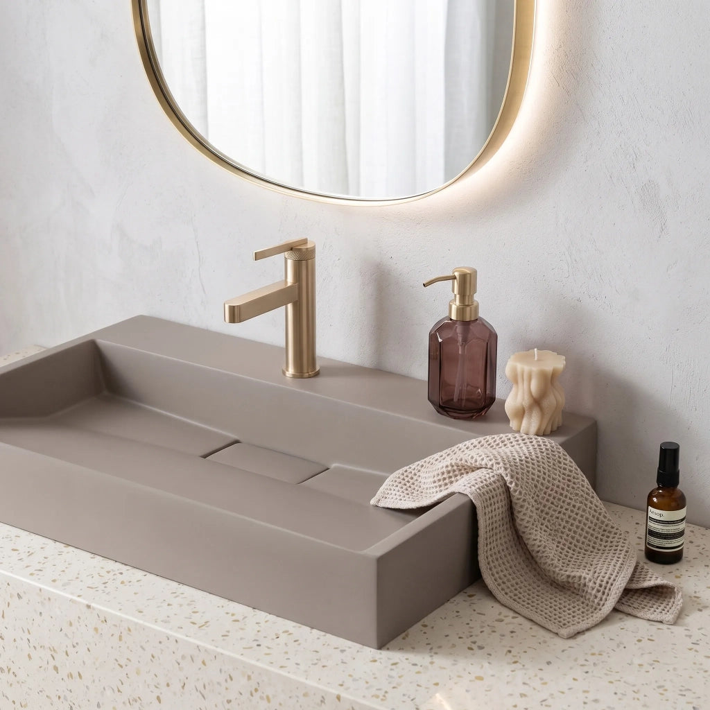 Lavabo In Conglomerato Rea Goya Taupe 70cm