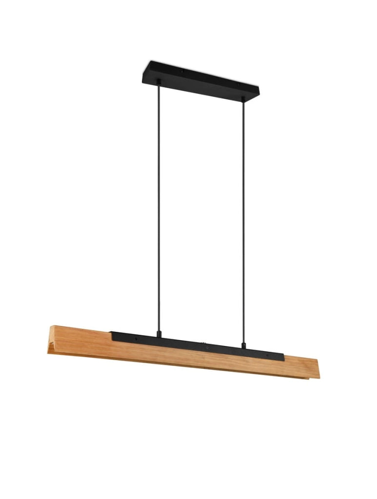 Lampada a sospensione LED Kerala nera legno 90cm Trio