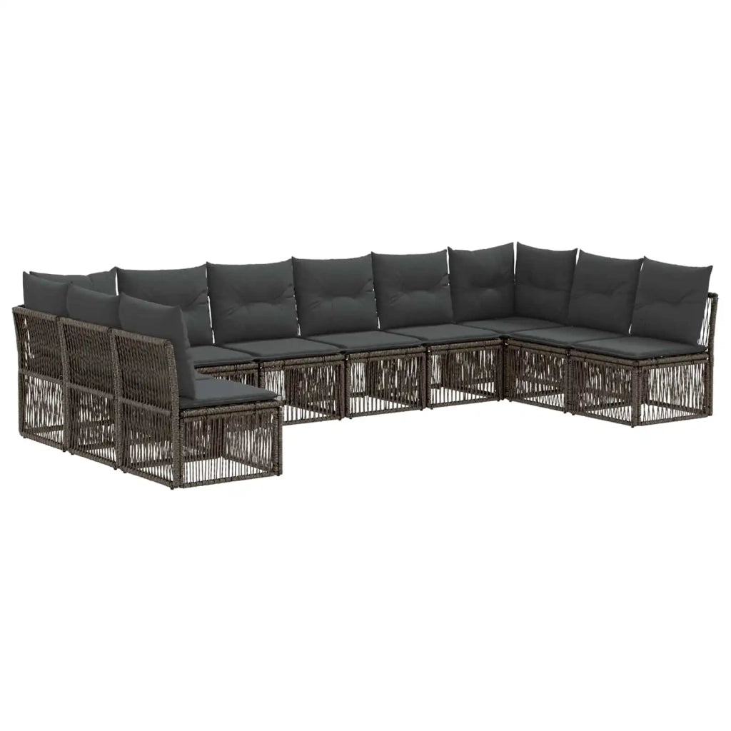 Set Divano da Giardino 10 pz Grigio polyrattan 3434327