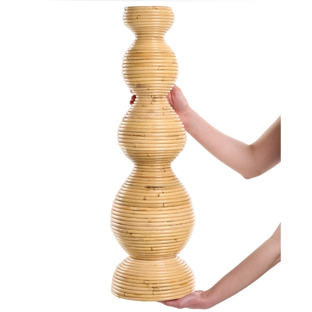 Vaso decorativo in rattan naturale intrecciato, 70 cm, arredamento per la casa in stile boho-rustico, per interni ed esterni
