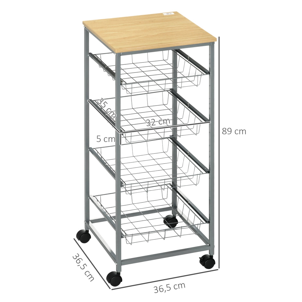 Carrello Multiuso per Cucina e Bagno ¨C zephmum ¨C 36,5x36,5x89 cm Argento