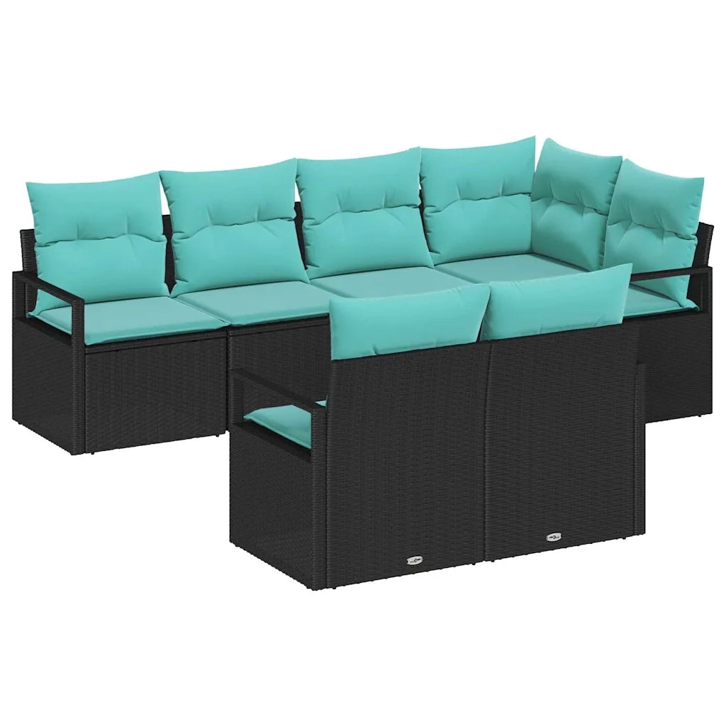 Set di divani 7 pcs Nero polyrattan 3346426