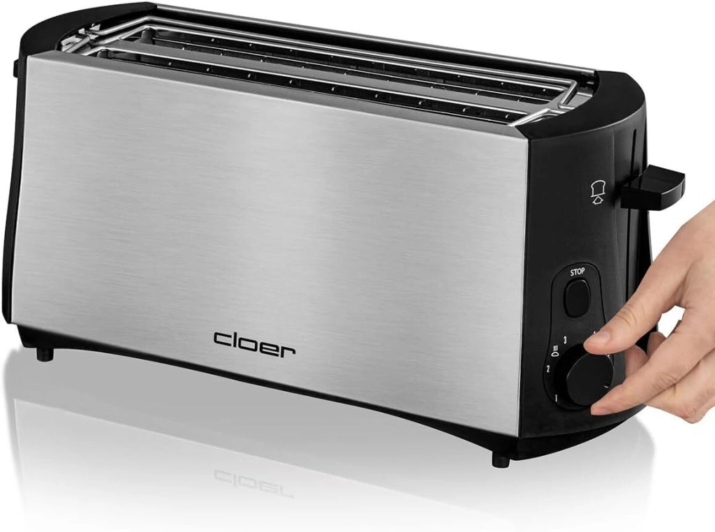 Cloer 3719 tostapane 4 fetta/e 1380 W Nero, Acciaio inossidabile