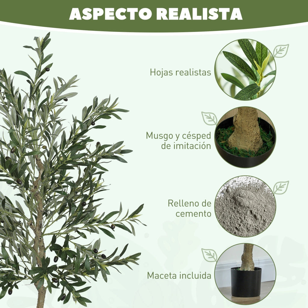 Albero di Olivo Artificiale 180cm ¨C zephmum ¨C Verde con Vaso