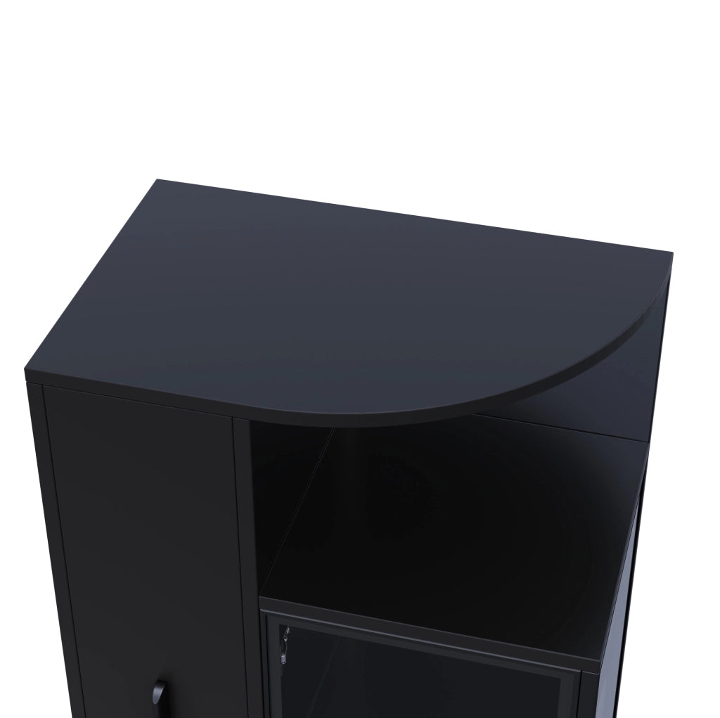Vetrina in vetro estraibile 64x42x112 cm con LED; nera