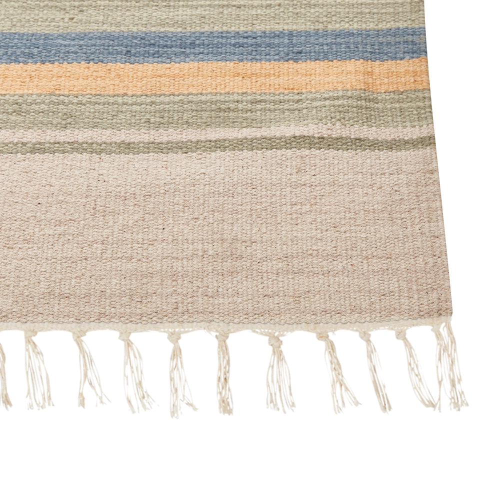 Tappeto Kilim Beige e Marrone Cotone 200 x 300 cm Tagliato a Navetta Tessuto a mano Pavimento Parete Tappeto Simboli geometrici Motivo reversibile Frange