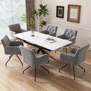 SEDIA con braccioli Set da 6 pezzi in velluto grigio chiaro