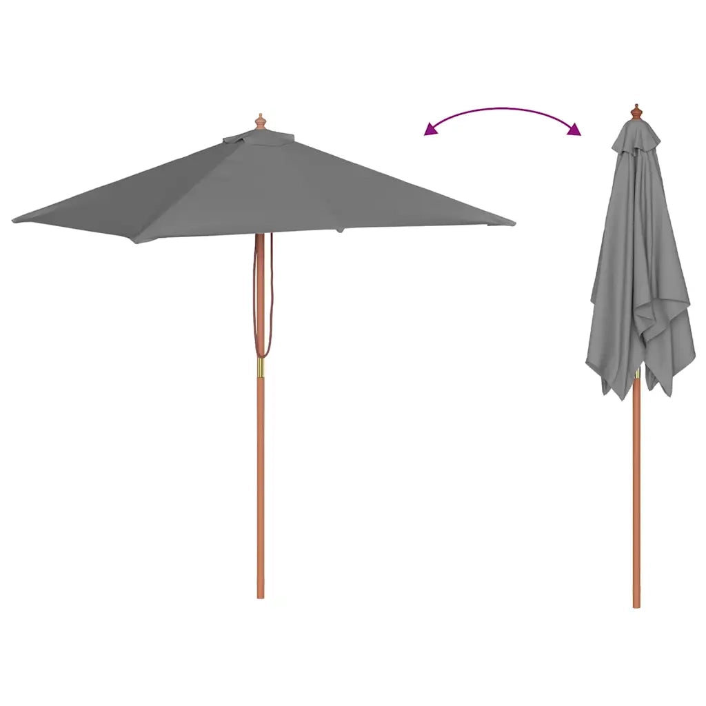 Ombrellone da Esterni-Ombrello da giardino con Palo in Legno 150x200 cm Antracite