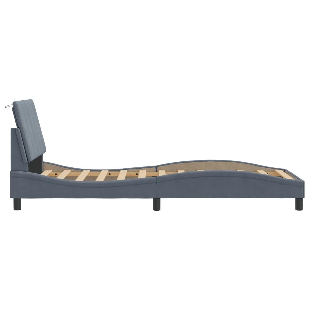Giroletto con LED senza Materasso-Struttura Letto Hanko Grigio Scuro 80x200 cm in Velluto